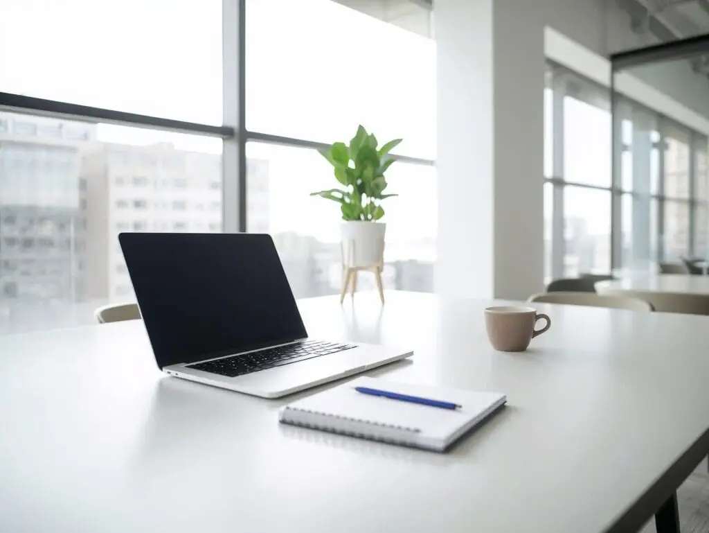 Anwalt für Arbeitsrecht - Moderne Büroumgebung mit Laptop und Notizbuch